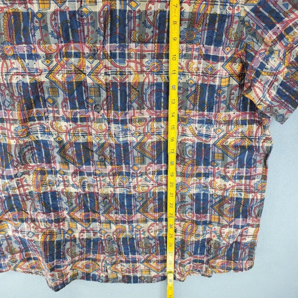 Brooks Brothers Button Down Shirt Men XL Multicolor Geometric Paisley Plaid S/S